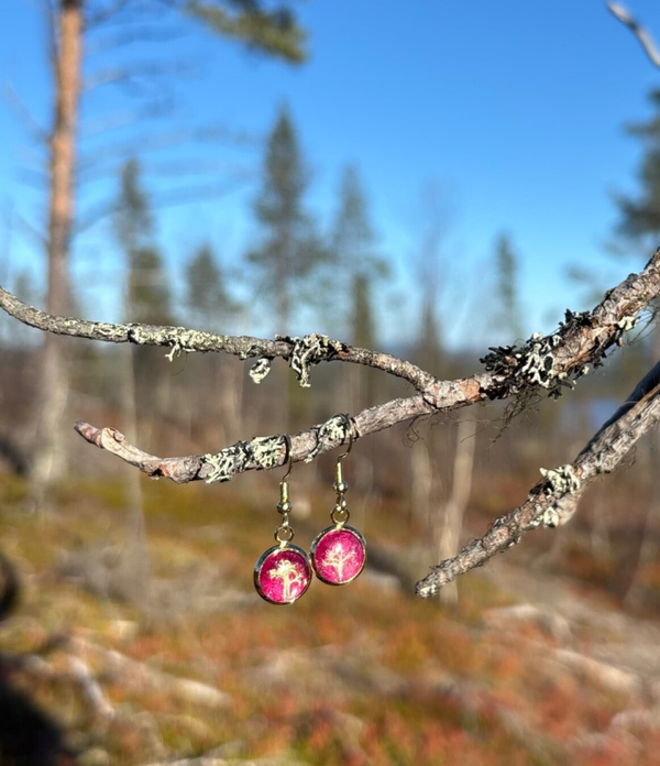 Palleroporonjäkälä ruusunterälehdellä XS korvakoru