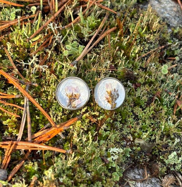 Kanerva S kiiltävä valkoinen nappikorvakoru