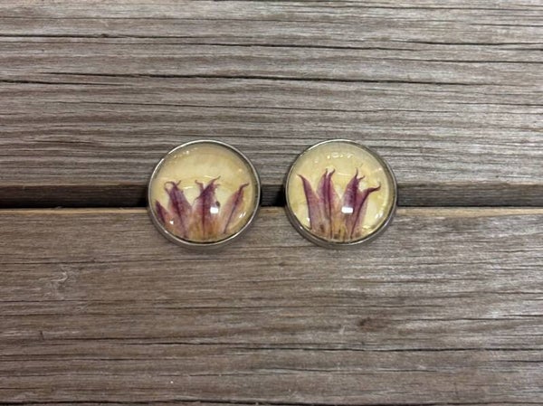 Ruohosipulinkukka ruusunterälehdellä M nappikorvakoru