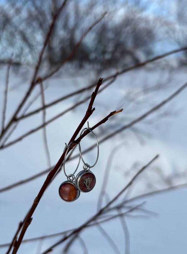 Palleroporonjäkälä ja pihlajanlehti korvarengas