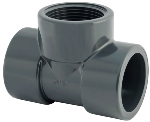 PVC T-stuk 90° verlopend PN10 - 50x1"1/2mof x bi dr - TM9050