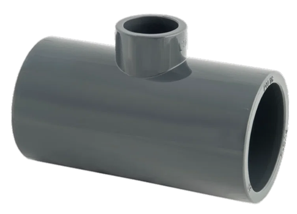 PVC T-stuk 90° verlopend PN16 2x50mm (1x25mm) V/V/V