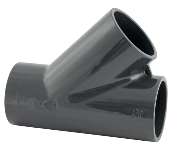 PVC ZIJDELINGSE Y-stuk 45° PN16 - 90mm - T4590