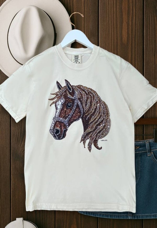 Cc DTF Rhinestone Horse