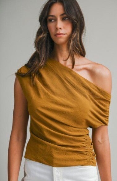One Shoulder Draped Neckline Top