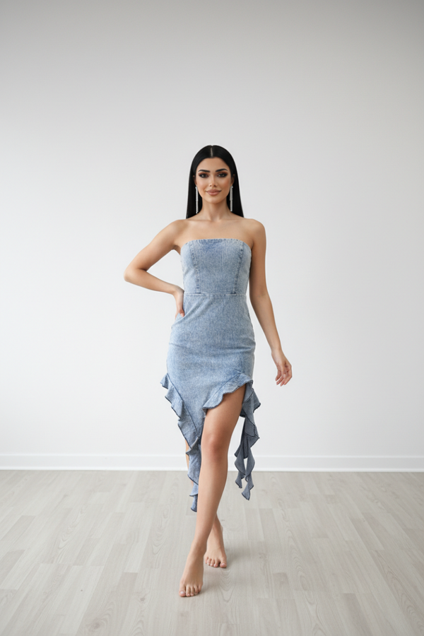 Denim Ruffle Dress