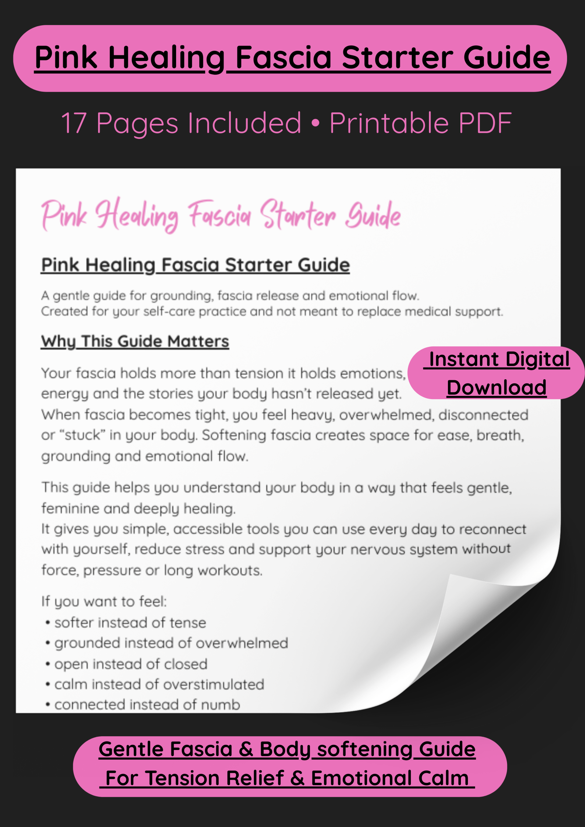 🩷 Fascia Starter Guide Gentle Body Softening & Tension Release (A4, 17 Pages)