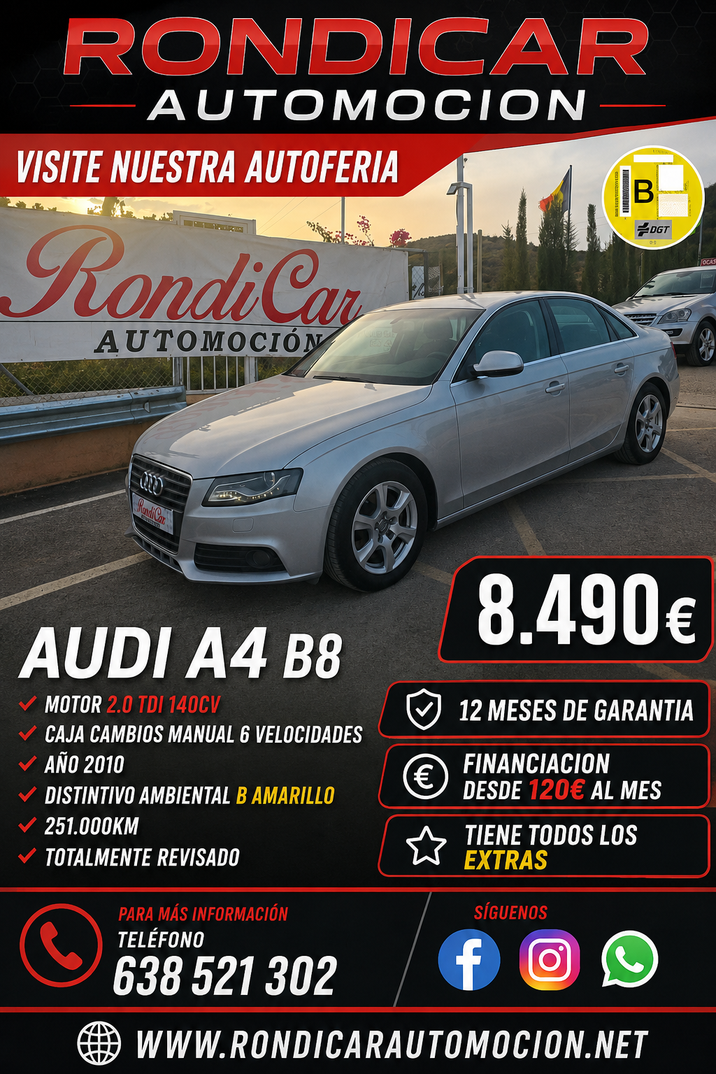 AUDI A4 MOTOR 2.0 TDI 140 CV MANUAL