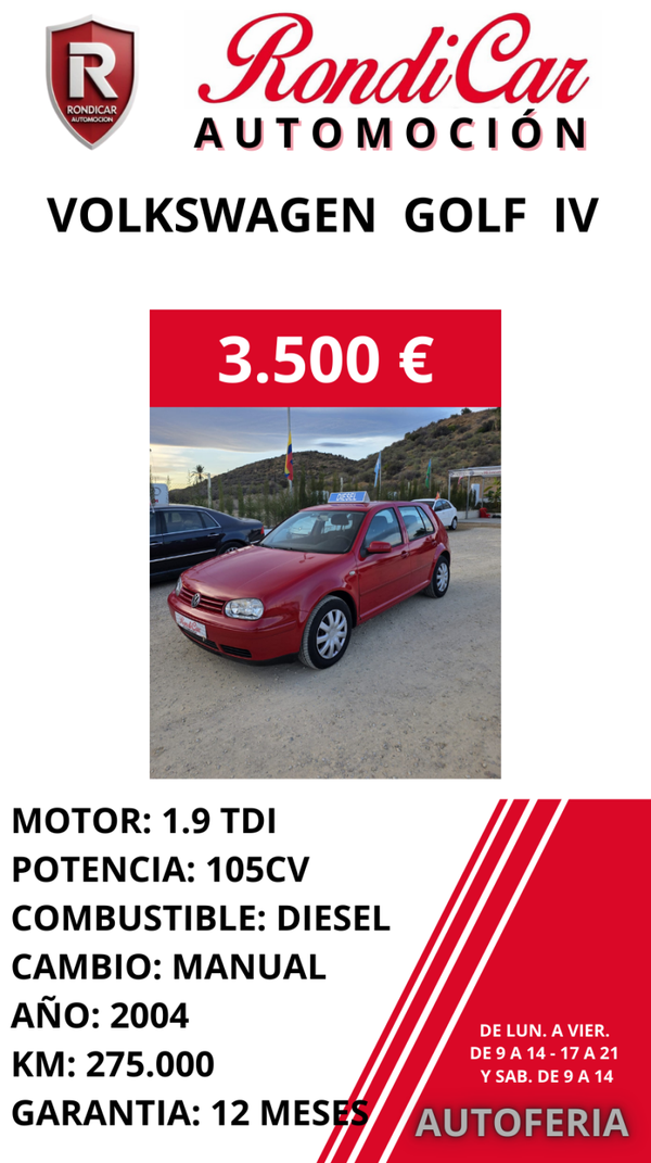 VOLKSWAGEN  GOLF  IV  MOTOR  1.9 TDI