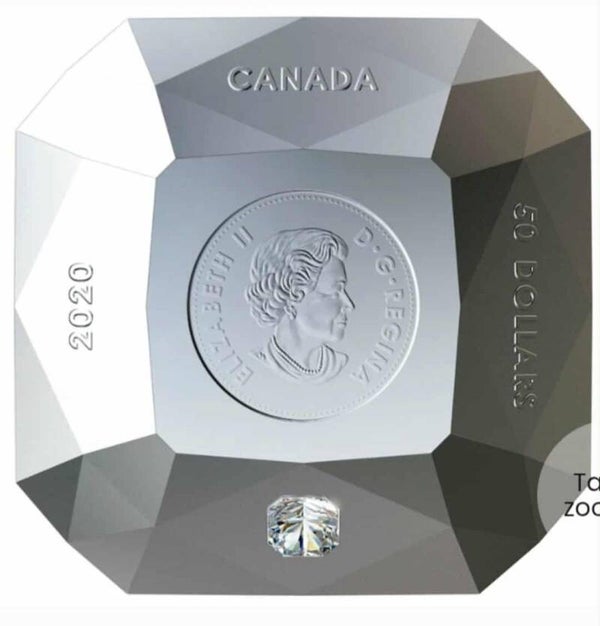 Pièce de 3 oz en argent pur en forme de diamant 2020
