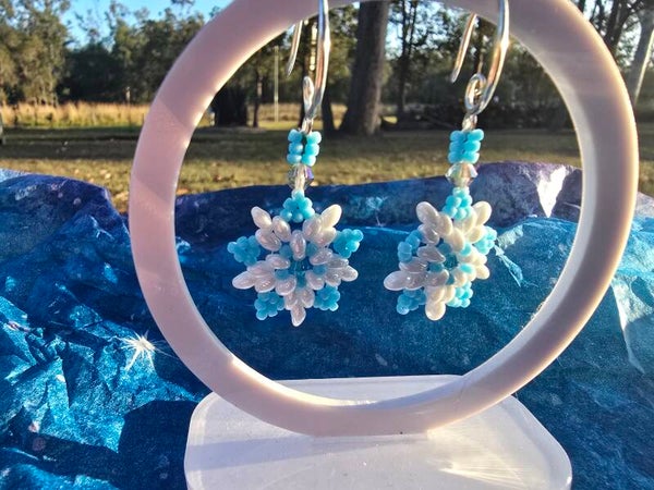 Snowflake SuperDuo beaded earrings
