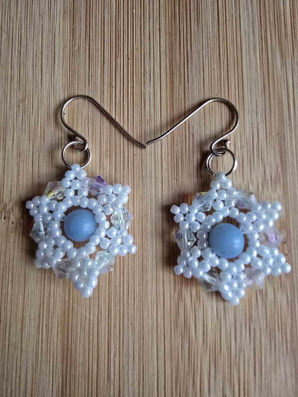Angelite beaded snowflake earrings