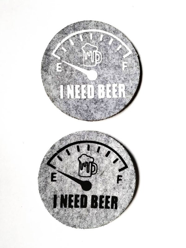 Filzuntersetzer "I need Beer"