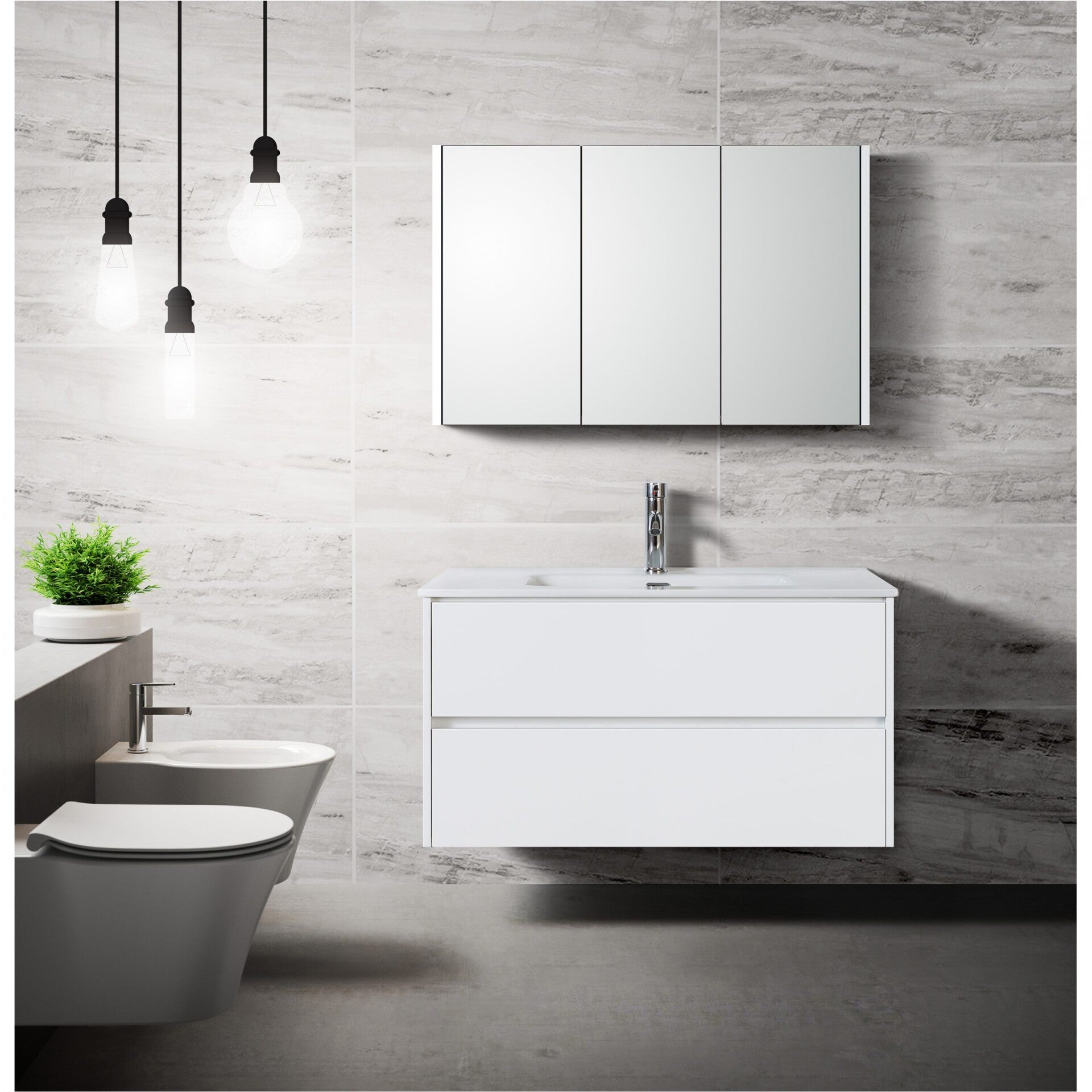 Badmeubelset Londen 80cm Hoogglans Wit