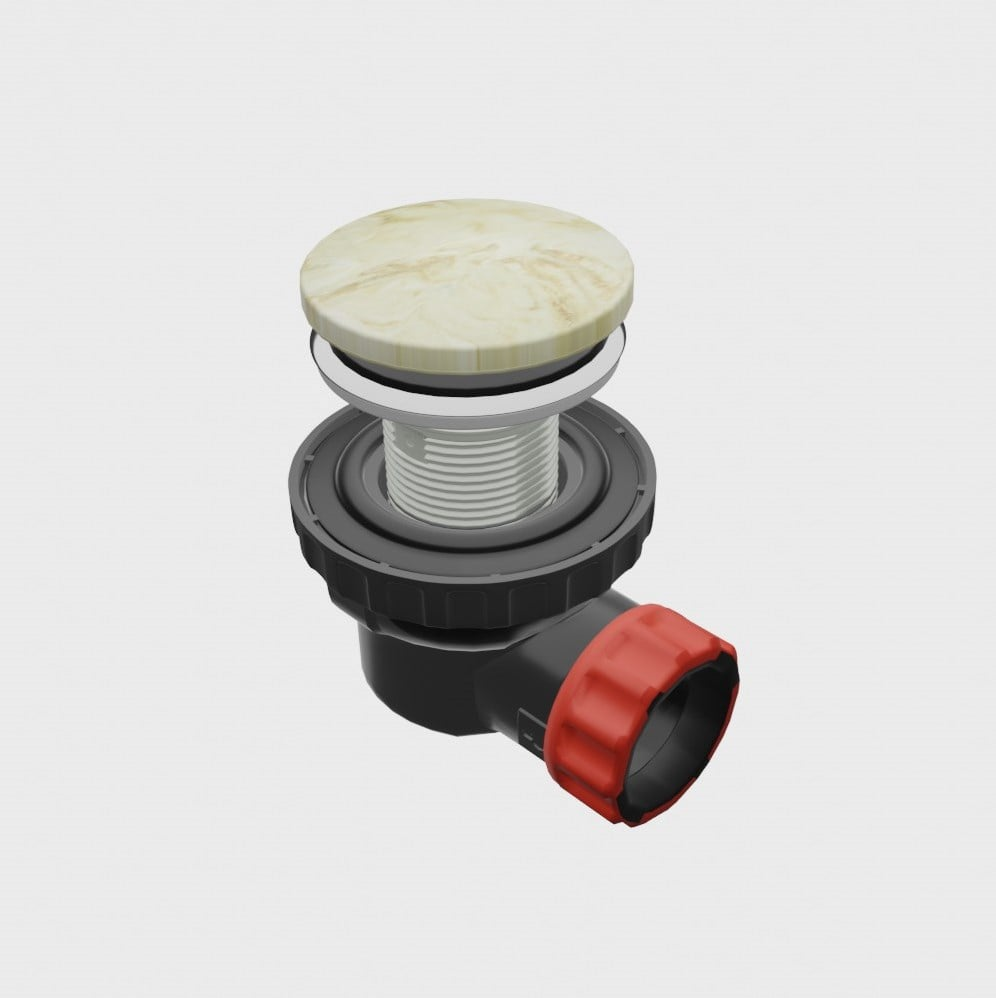 Ruimte besparende click sifon 6,7cm rond