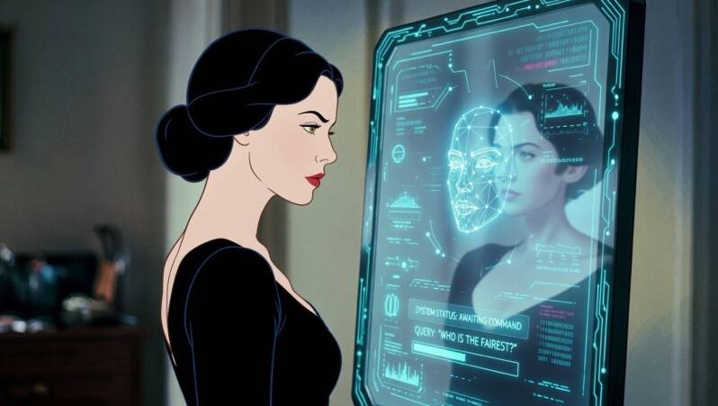 matrigna di biancaneve e lo specchio AI - blog Radio Torino Musica