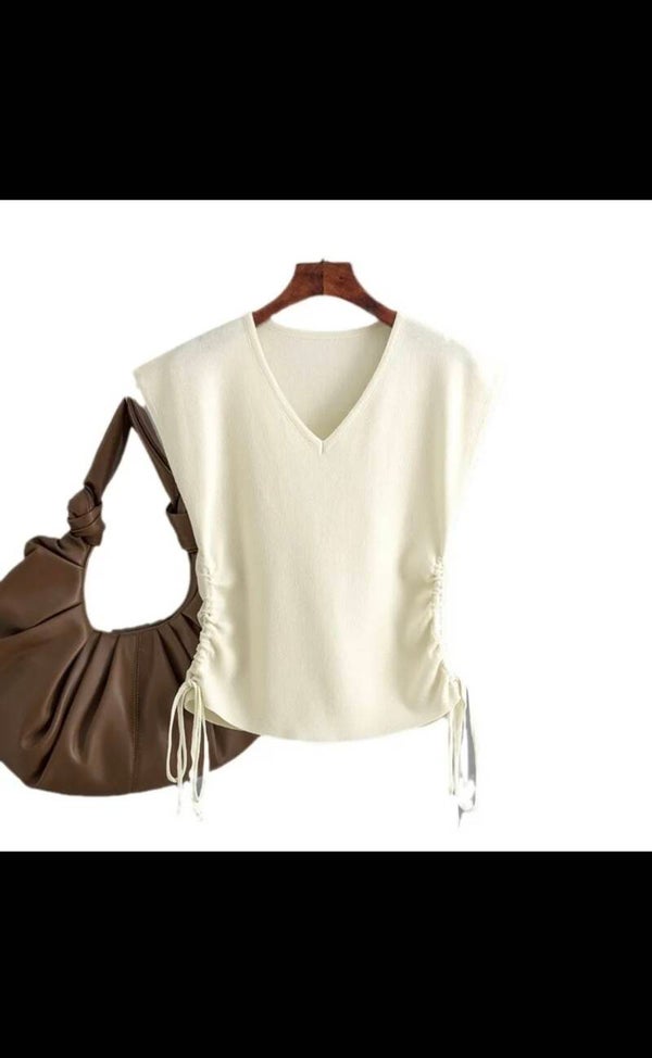 Kleur Korte Mouw Vouw T-shirts