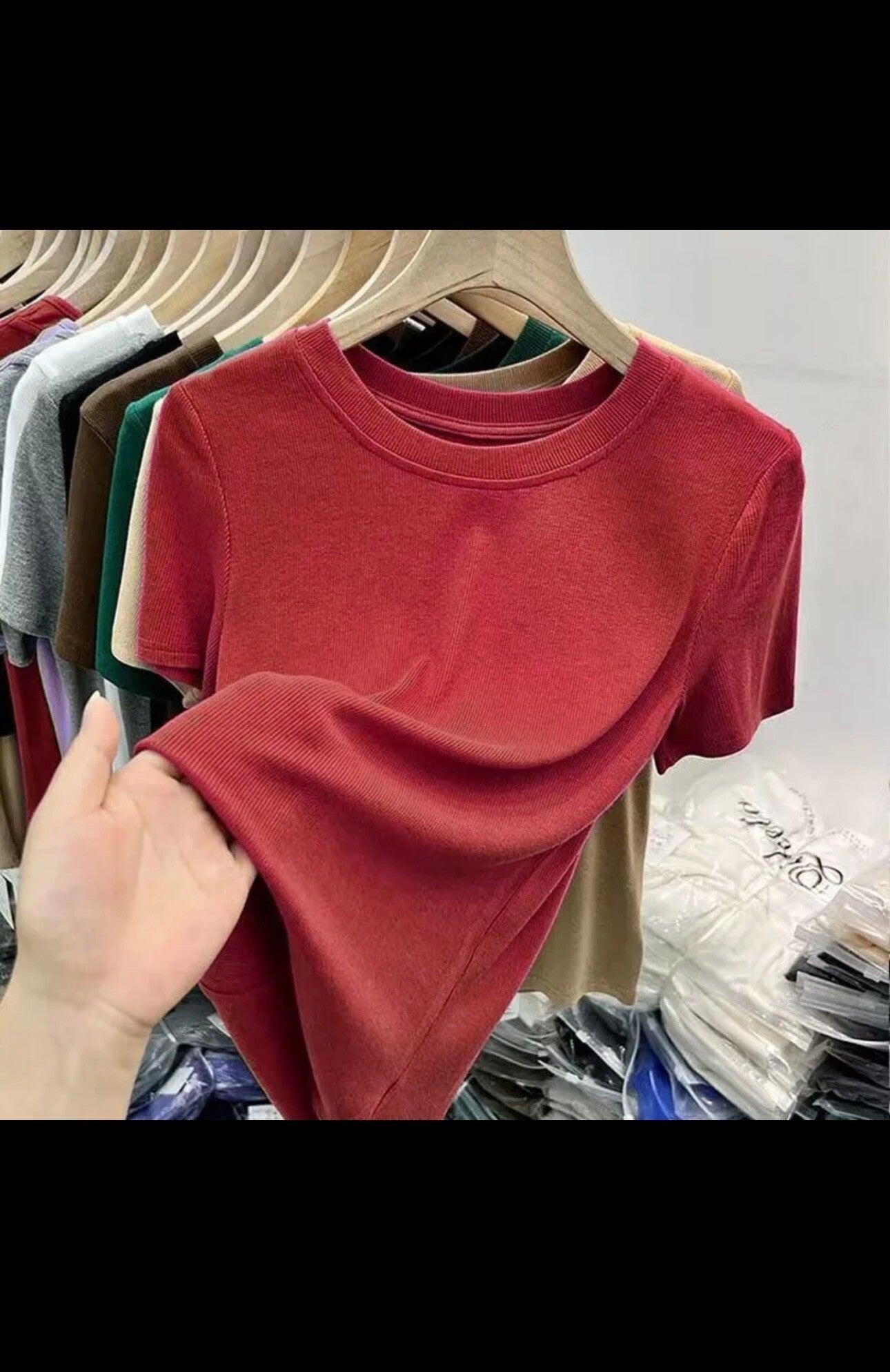 Effen Kleur Korte Mouw T-shirts