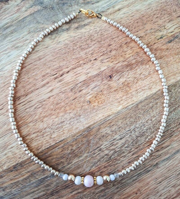 Korte ketting goud & roze