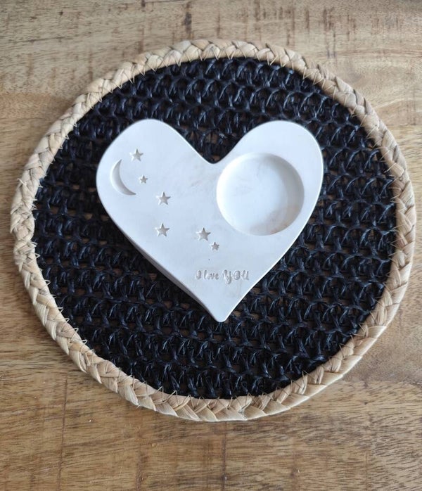 Bougeoir coeur en jesmonite