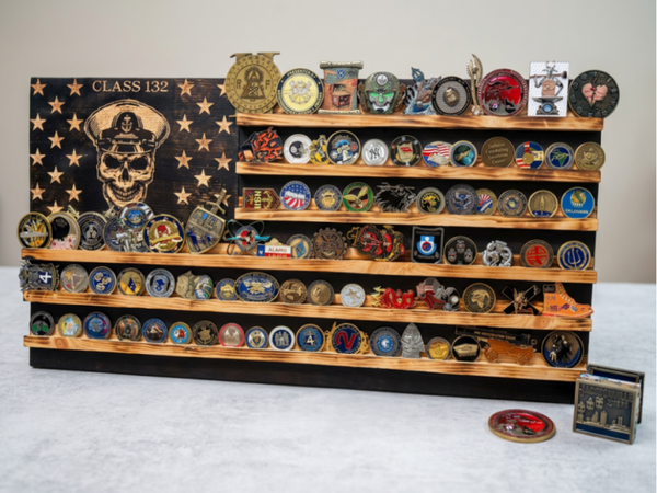 Custom Military Challenge Coin Display Flag