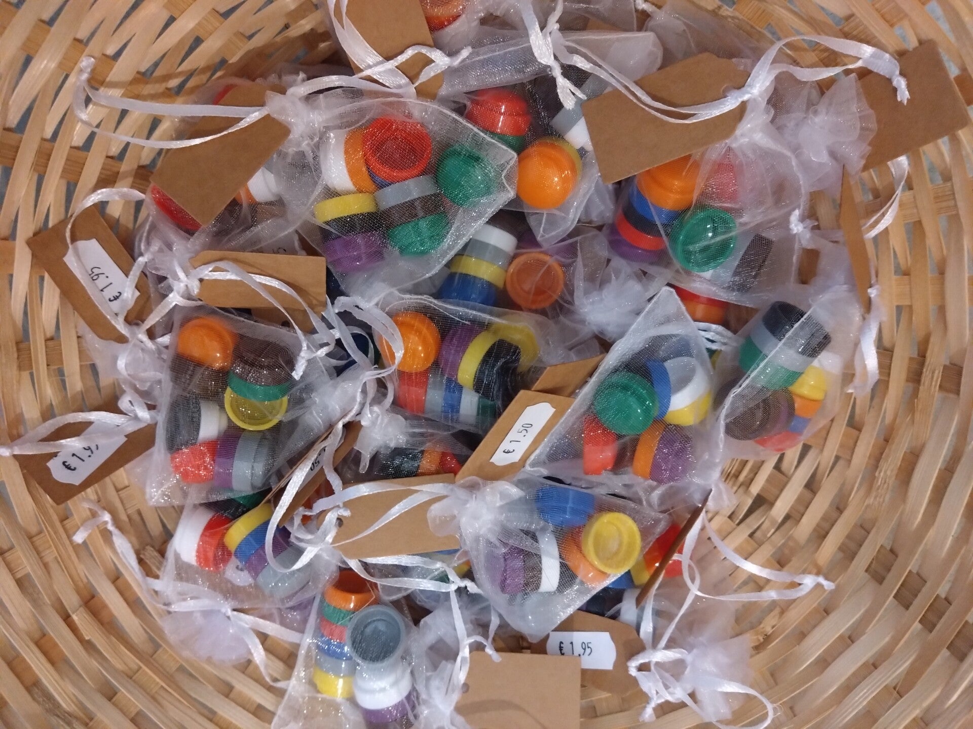 Zakje gekleurde tel blokjes