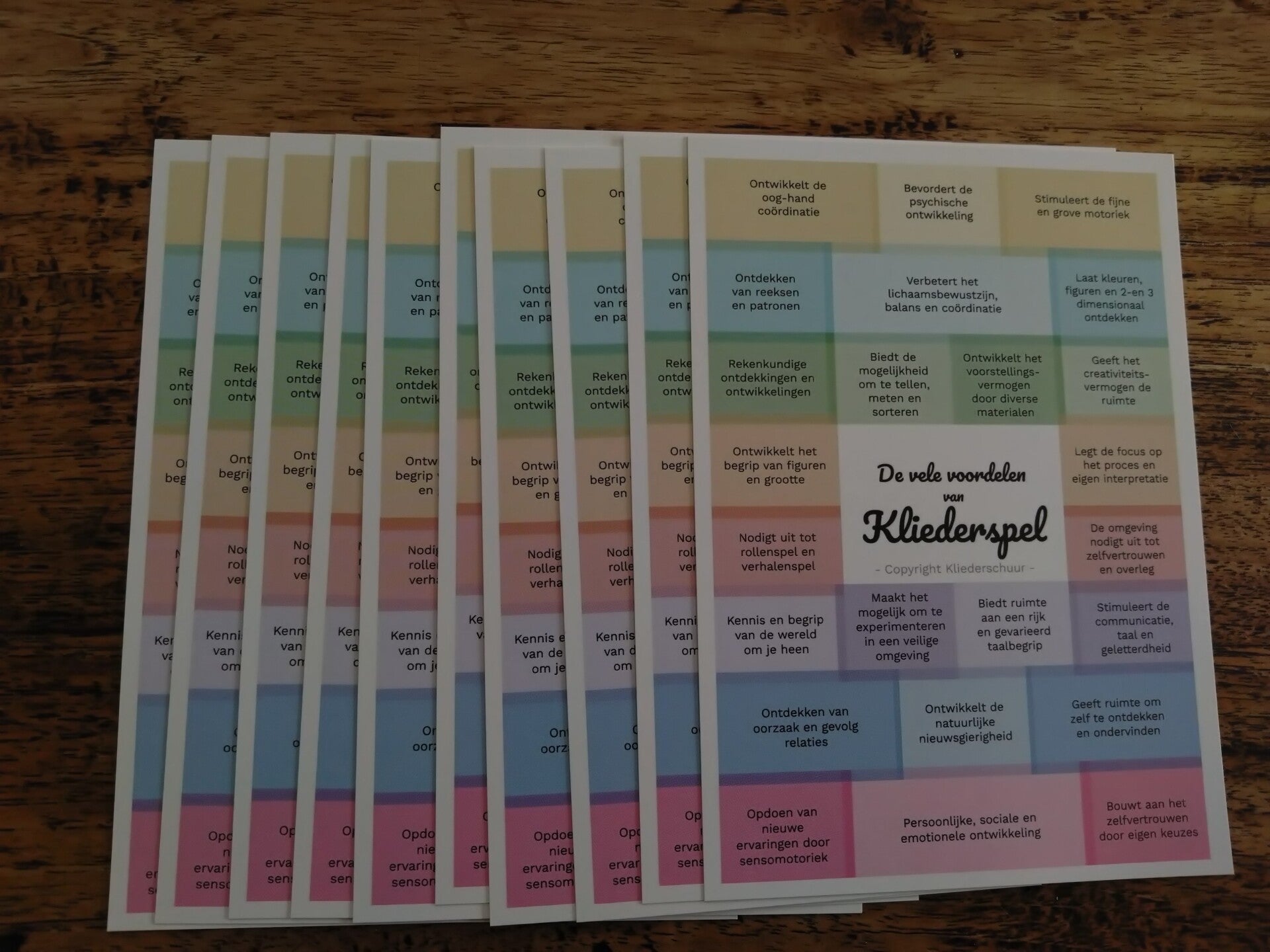 Tien kleine kaartjes sensorisch spel