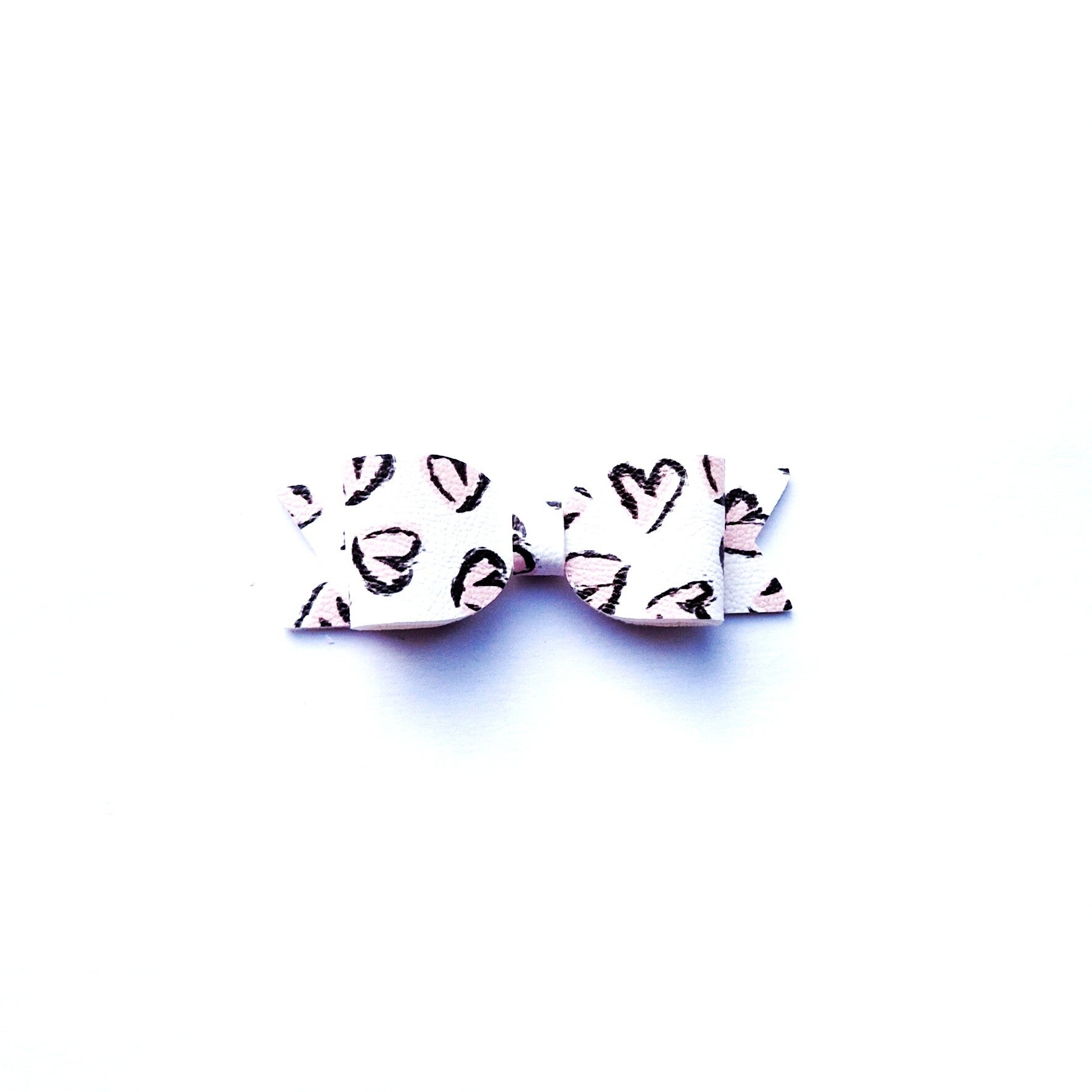 Black & White Leopard Love Hearts teeny bow