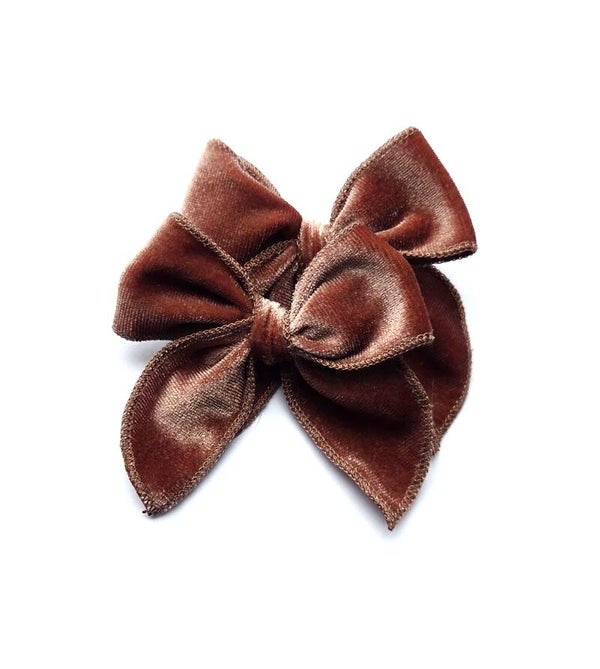 2 antique pink velvet piggy tails