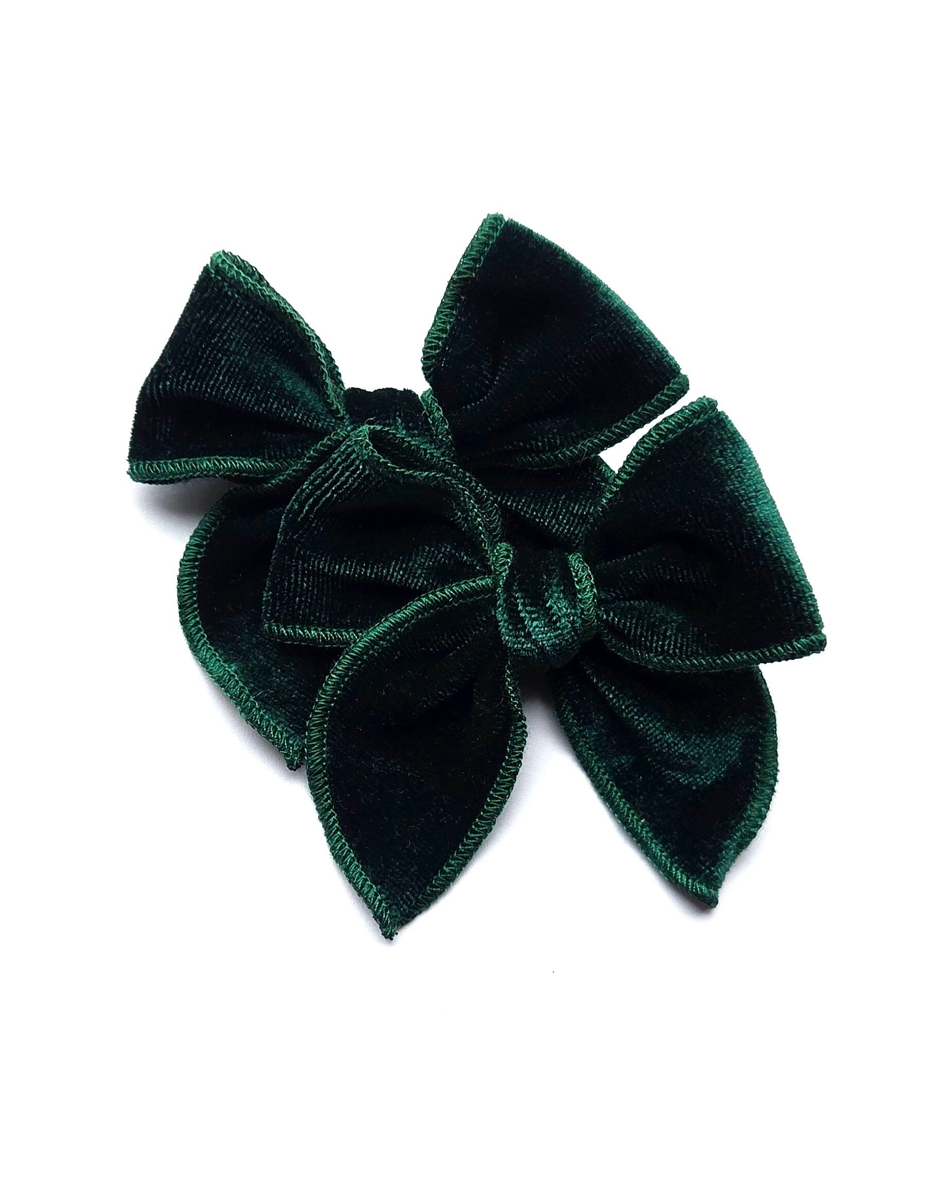 2 green  velvet piggy tails