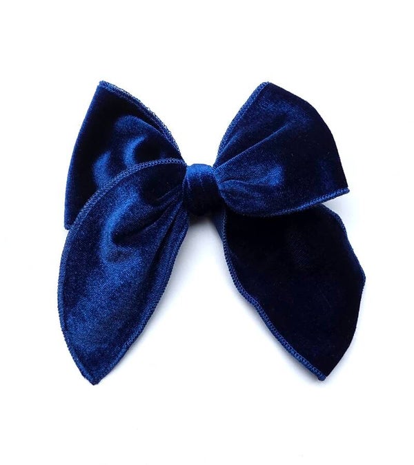 2 navy blue velvet oversized bow