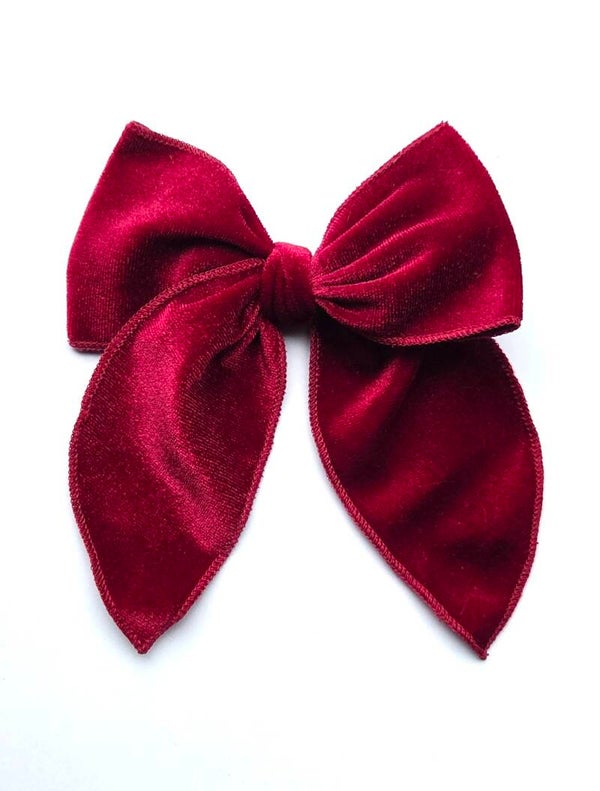 2 Burgundy velvet oversized bow