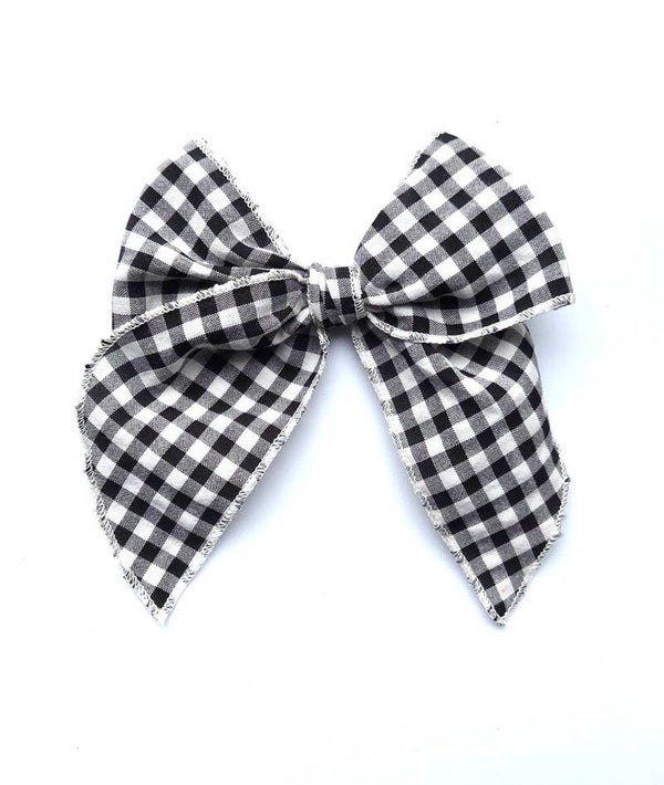 2 Black tartan oversized bow