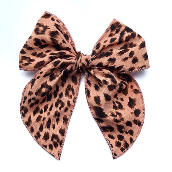 3 pink leopard oversized bow