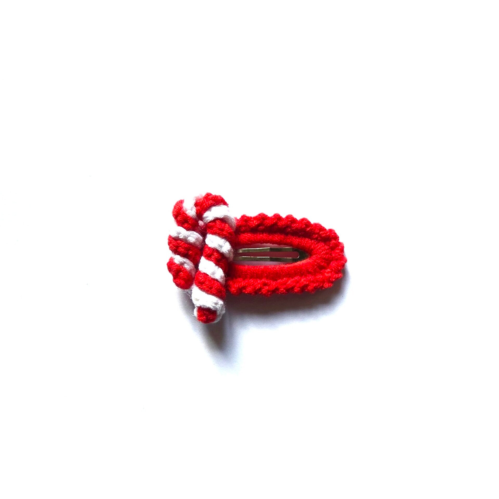 Sale Red candycane crochet clip