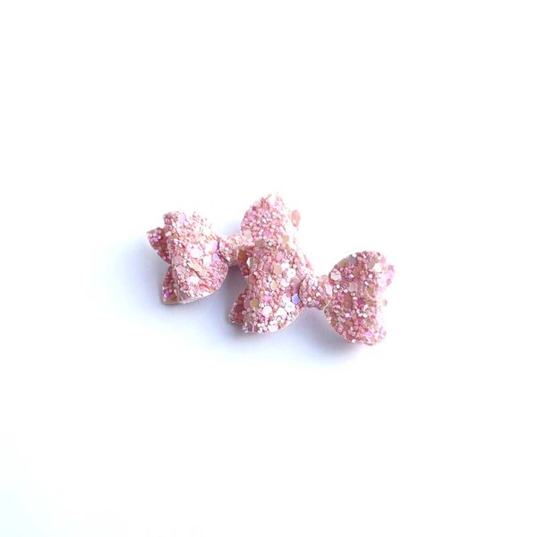 4 pink glitter teeny weeny bows
