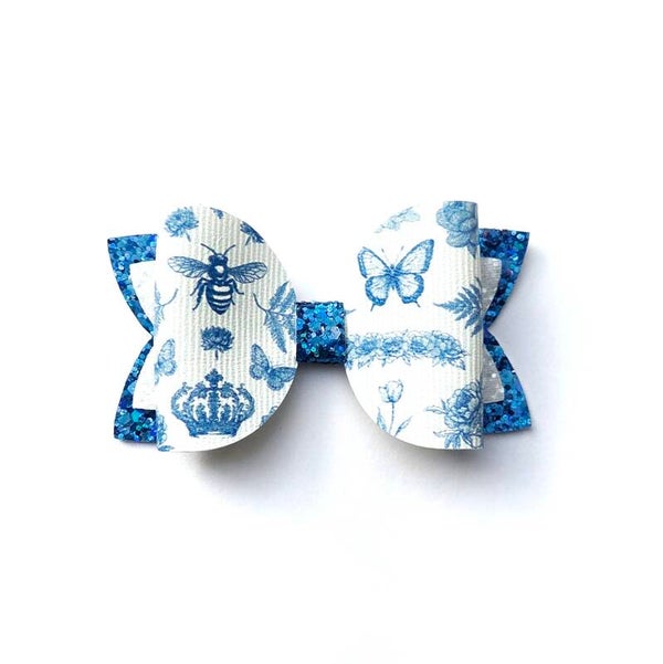 6 Lady Blue Stripes bow