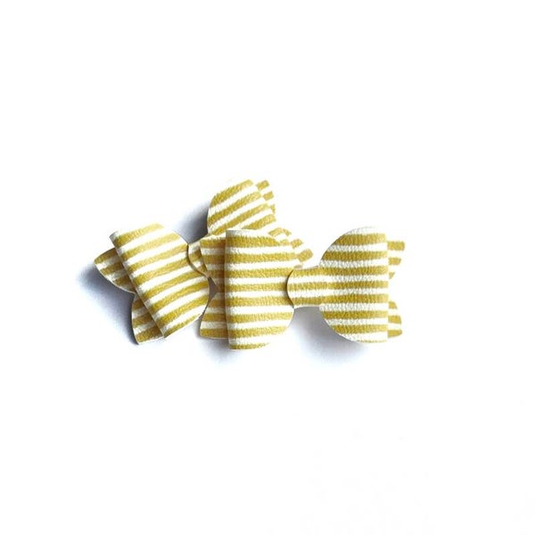5 yellow coastal stripes teeny weeny bows