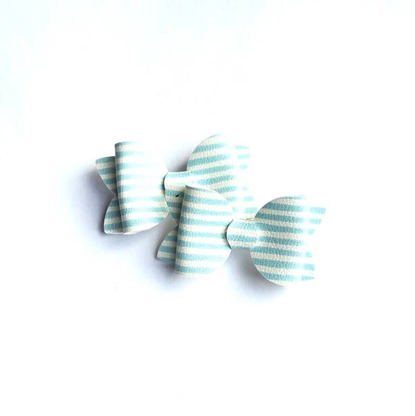 5 baby blue coastal stripes teeny weeny bows