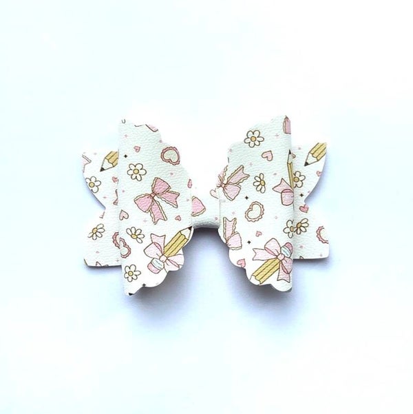 6 pink back to school bow