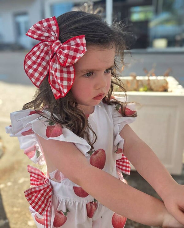Red oversized gingham bow