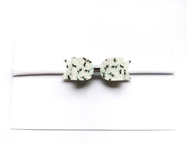 Mint floral teeny bow
