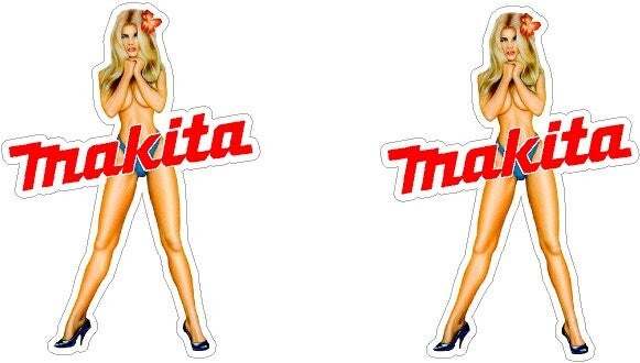 MAKITA TOOLS PIN UP TOOLBOX Motorsport Racing Car Bike Decal STICKERS x2