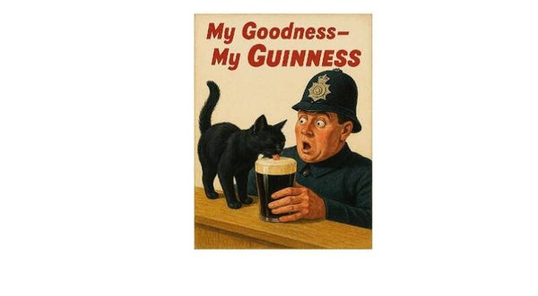 GUINNESS POLICEMAN BLACK CAT TERO LOOK SIGN A5