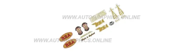BSA CLASSIC GRAPHICS SET BSA CLEAR BACKGROUND NO WHITE Decals BIKE Motorcycle