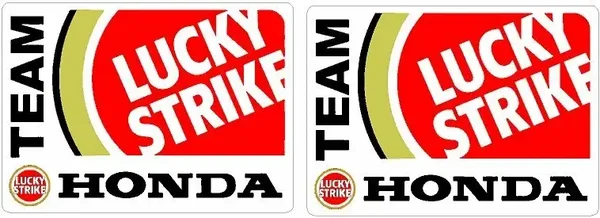 TEAM LUCKY STRIKE HONDA MOTORCYCLE RACING RETRO sticker x2