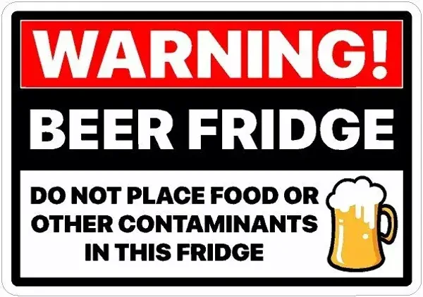 WARNING BEER FRIDGE RETRO Beer Sticker FRIDGE Decals Window bar pub x2