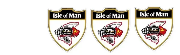 3 x ISLE OF MAN TT COURSE Shield Stickers Motorbike CARAVAN MOTORHOME Decals