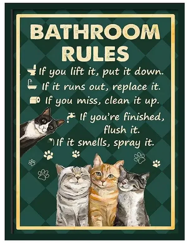 BATHROOM CAT RETRO LOOK SIGN Metal RETRO Sign BATHROOM KITCHEN GARAGE A5 A4