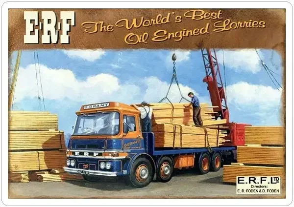 ERF TRUCK LORRY SANDBACH - METAL Retro wall sign plaque GARAGE Gift
